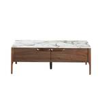 Table basse en bois de noyer Marron - Blanc - Porcelaine - Bois massif - Pierre - Bois/Imitation - 120 x 40 x 60 cm