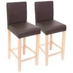 Tabouret de bar M37 (lot de 2) Simlicuir Marron - Cuir véritable - 41 x 109 x 50 cm