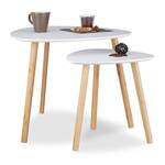 Table d'appoint ronde lot 2 bois blanc Marron - Blanc - Bambou - Bois manufacturé - 60 x 48 x 60 cm