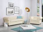 3-Sitzer Sofa CHESTERFIELD Beige - Braun - Creme - 195 x 70 x 75 cm