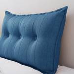 Grand coussin de lit décoratif, lin Bleu - Largeur : 100 cm