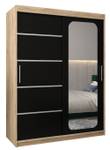 Armoire à portes coulissantes promo v2 Noir - Imitation chêne de Sonoma - Largeur : 150 cm - 2 porte