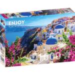 Puzzle Sie Santorini Ansicht Blumen mit