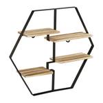 Hexagon Regal für die Wand Schwarz - Braun - Holzwerkstoff - Metall - 60 x 52 x 12 cm