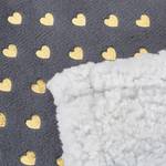Plaid gris cœurs dorés en lot de 3 Doré - Gris - Blanc - Textile - 150 x 1 x 200 cm