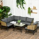 Gartensofa-Set (5-tlg.) 860-267V00SD Schwarz - Braun - Grau - Polyrattan - 71 x 72 x 123 cm