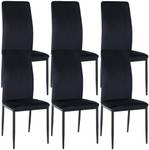 chaise salle à manger Savino Lot de 6 Noir - Fourrure synthétique