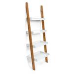 Étagère échelle escalier BAMBOO bambou Marron - Blanc - Bambou - Bois manufacturé - 55 x 155 x 34 cm