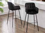 Tabouret de bar PEGA Lot de 2 Noir - Textile - 54 x 104 x 50 cm