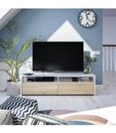 Meuble TV Kioto Blanc - Bois manufacturé - Matière plastique - 42 x 36 x 130 cm