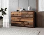 Kommode mit 6 Schubladen 120 cm Old Wood Braun - Holzwerkstoff - 120 x 76 x 35 cm