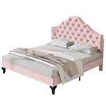 Polsterbett Mars Ⅵ Pink - Holzwerkstoff - Metall - Massivholz - Textil - Holzart/Dekor