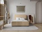 Bett mit Bettkasten SERENA Beige - Textil - 217 x 129 x 173 cm