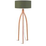 Tripod Stehlampe ANNAPURNA Braun - Grün - Holzwerkstoff - Kunststoff - Textil - 30 x 160 x 30 cm