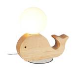 Lampe table de nuit baleine bois enfants Marron - Blanc - Bois manufacturé - Verre - Métal - 20 x 20 x 10 cm