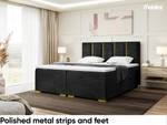 Boxspringbett Antonio Gold Schwarz - 140 x 214 cm - H3