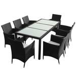 Garten-Essgruppe (9-teilig) 296279-1 Schwarz - Kunststoff - Polyrattan - 90 x 75 x 190 cm