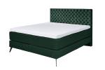 Lit boxspring SINDAR avec visco-topper Noir - Vert foncé - Largeur : 202 cm - Noir