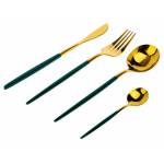 Besteck Set 4 tlg LIJO Gold - Grün