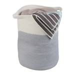 Panier de rangement en coton bicolore Gris - Blanc - Textile - 38 x 46 x 38 cm