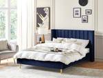 Doppelbett VILLETTE Blau - Gold - Marineblau - Breite: 185 cm