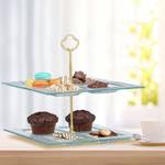 Eckige Etagere aus Glas Gold - Glas - Metall - 26 x 27 x 26 cm