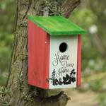 Nichoir à oiseaux HOME SWEET HOME Vert - Rouge - Blanc - Bois manufacturé - Métal - 12 x 22 x 16 cm