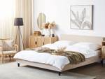 Lit double FITOU Beige - Chêne foncé - Largeur : 190 cm