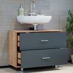 Meuble sous-lavabo Ilias Anthracite - Imitation chêne