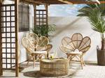 Bistro Set FLORENTINE 3-tlg Beige - Blau - Weiß - Rattan - 95 x 107 x 84 cm