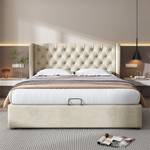 Polsterbett XUE AGD8 Beige - Holzwerkstoff - Massivholz - 146 x 99 x 207 cm