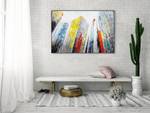 Acrylbild handgemalt City of Giants Grau - Massivholz - Textil - 120 x 80 x 4 cm