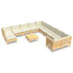 Garten-Lounge-Set Weiß - Massivholz - 64 x 29 x 64 cm