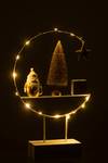 Weihnachts LED Halbkreis Gold - Weiß - Metall - Holz teilmassiv - 20 x 30 x 6 cm