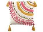 Coussin décoratif JAMMU Noir - Rose foncé - Blanc - Jaune - Fibres naturelles - 45 x 4 x 45 cm