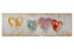 Tableau peint à la main Colore mon cœur Beige - Bois massif - Textile - 150 x 50 x 4 cm