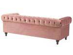 Canapé 3 places CHESTERFIELD Noir - Rose foncé - 201 x 70 x 75 cm - Textile