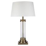 Lampe de table ROMAN Beige - Laiton - Gris - Blanc - Métal - Textile - 37 x 62 x 37 cm