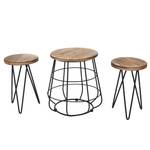 Sitzhocker mit Tisch A80 (3-teilig) Schwarz - Braun - Metall - Holzart/Dekor - Holz teilmassiv - 85 x 40 x 35 cm
