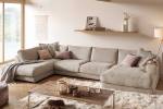 Sofa MADELINE Wohnlandschaft Cord Taupe - Armlehne davorstehend links - Longchair davorstehend rechts