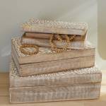 Set 3 boxen Mango Wood Beige - Holzwerkstoff - Massivholz - 25 x 9 x 18 cm