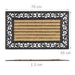 Paillasson fibres de coco tapis de sol Noir - Marron - Fibres naturelles - Matière plastique - 75 x 2 x 45 cm