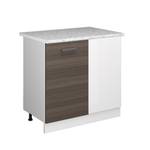 Unterschrank R-Line 86cm Edelgrau/Weiß Dunkelbraun - Weiß