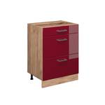 Unterschrank R-Line Hochglanz Bordeaux - Eiche Dekor