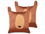 Kissen 2er Set TEDDYBEAR Braun - Naturfaser - 45 x 4 x 45 cm