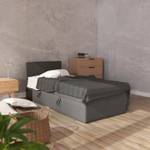 Einzelbett Boxspringbett Menorca Mini Grau - Breite: 90 cm - Bettkasten links