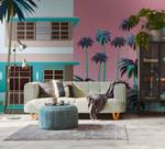 Fototapete Florida Blau - Braun - Pink - Kunststoff - Textil - 371 x 280 x 1 cm