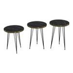 Set de 3 tables d'appoint Ryslinge ronde Imitation marbre noir - 36 x 50 x 36 cm