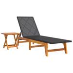 Sonnenliege 319727 Schwarz - Metall - Polyrattan - Holzart/Dekor - 54 x 87 x 200 cm