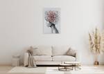 Tableau peint Blossom of Thought Gris - Rose foncé - Bois massif - Textile - 60 x 90 x 4 cm